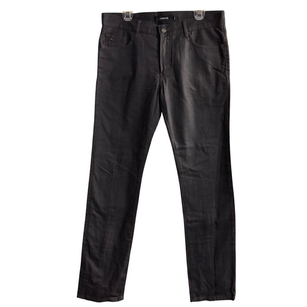 J.Lindeberg Mens Jeans 34x34 JAY Grey Denim Straight Leg Pants Zip Accent